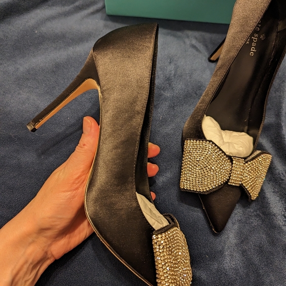 Kate Spade Viena Black Satin Heels - Picture 10 of 17